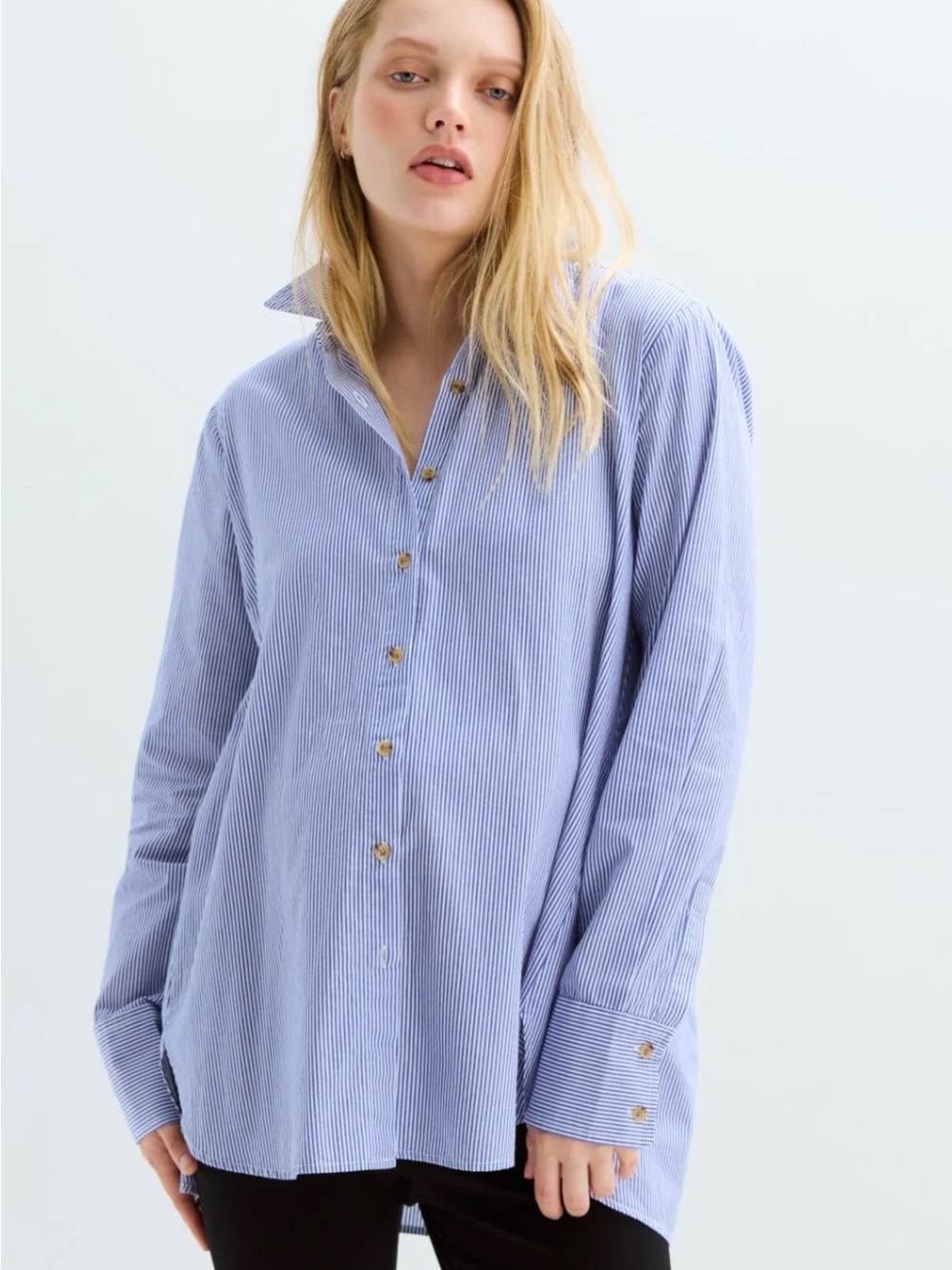 HATCH Classic Buttondown Shirt Long-Sleeve Blue and White Microstripe